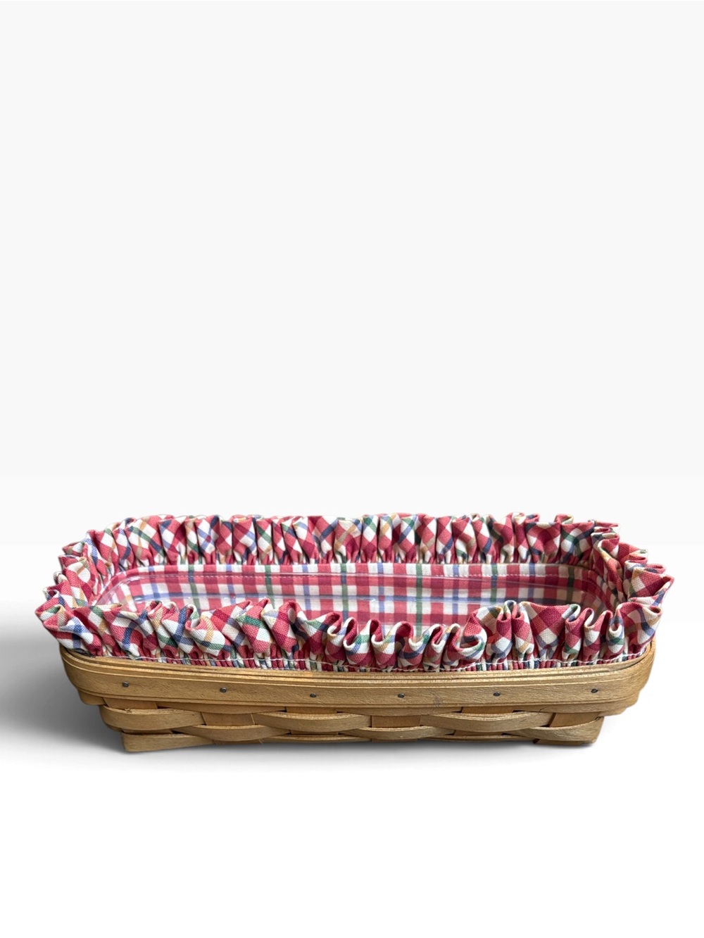 Longaberger Rectangular Basket 2004 Plaid Insert & Protector 11.5”